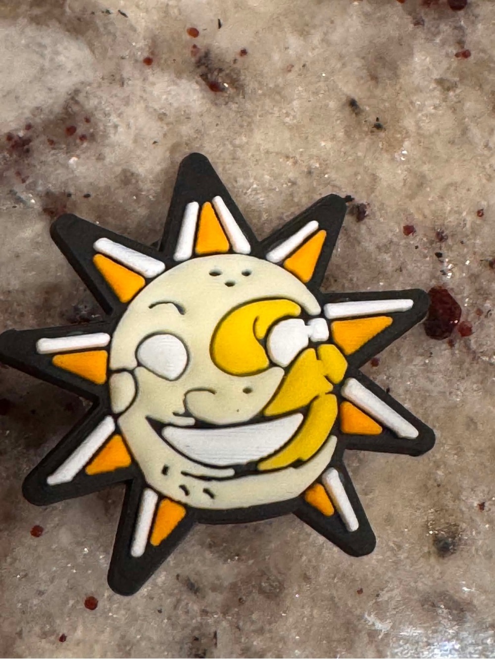 CROCS Sun and Moon Jibbitz Charm — Yellow, White, Black